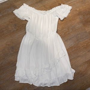 White off the shoulder ruffle dress
